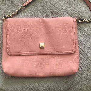 Pink faux leather shoulder bag